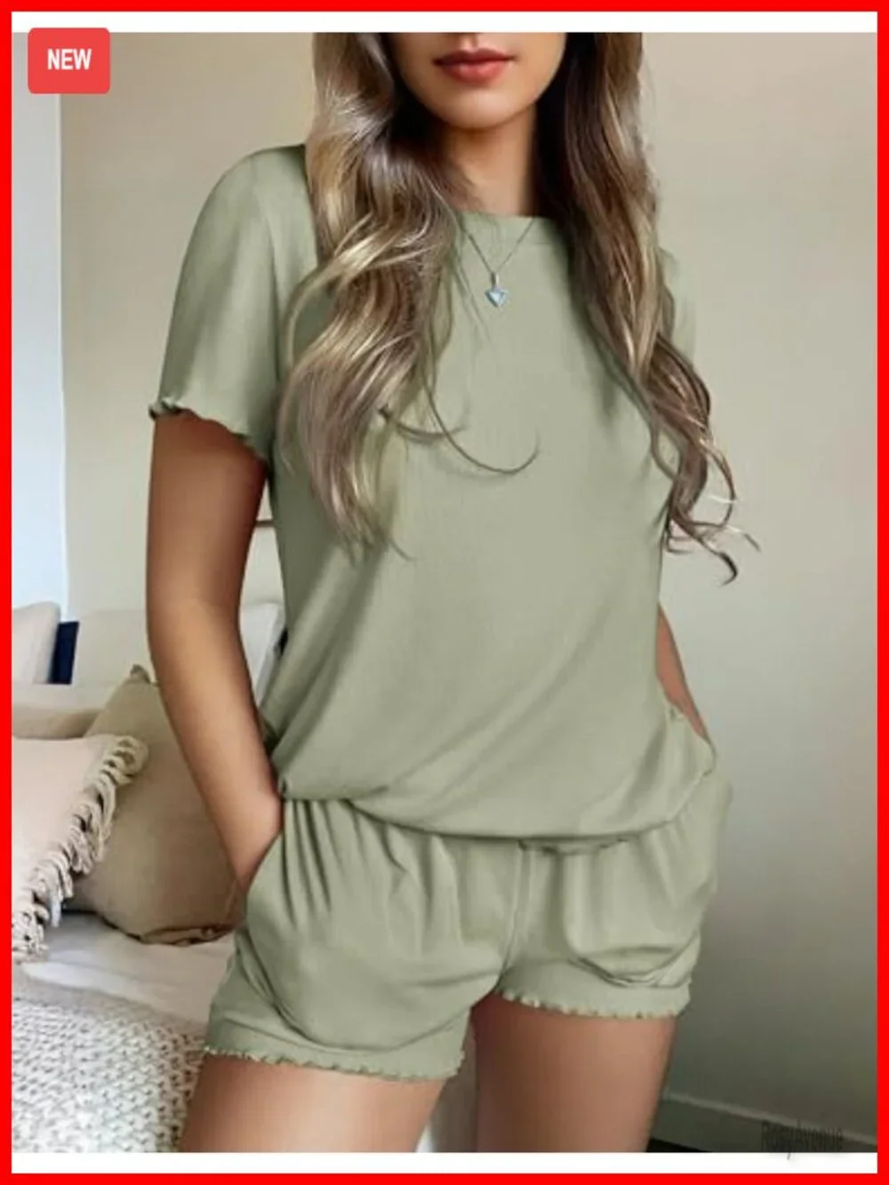 Ribbed Knit Pajama Set 2 Piece Short Sleeve Sleepwear Lounge Set